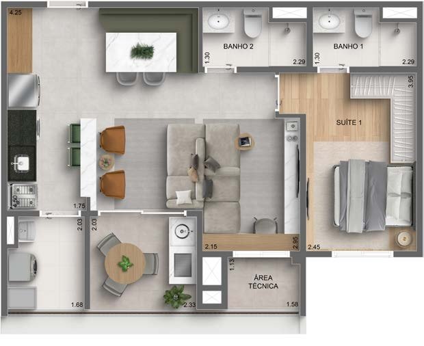 3 dorms (1 suíte)