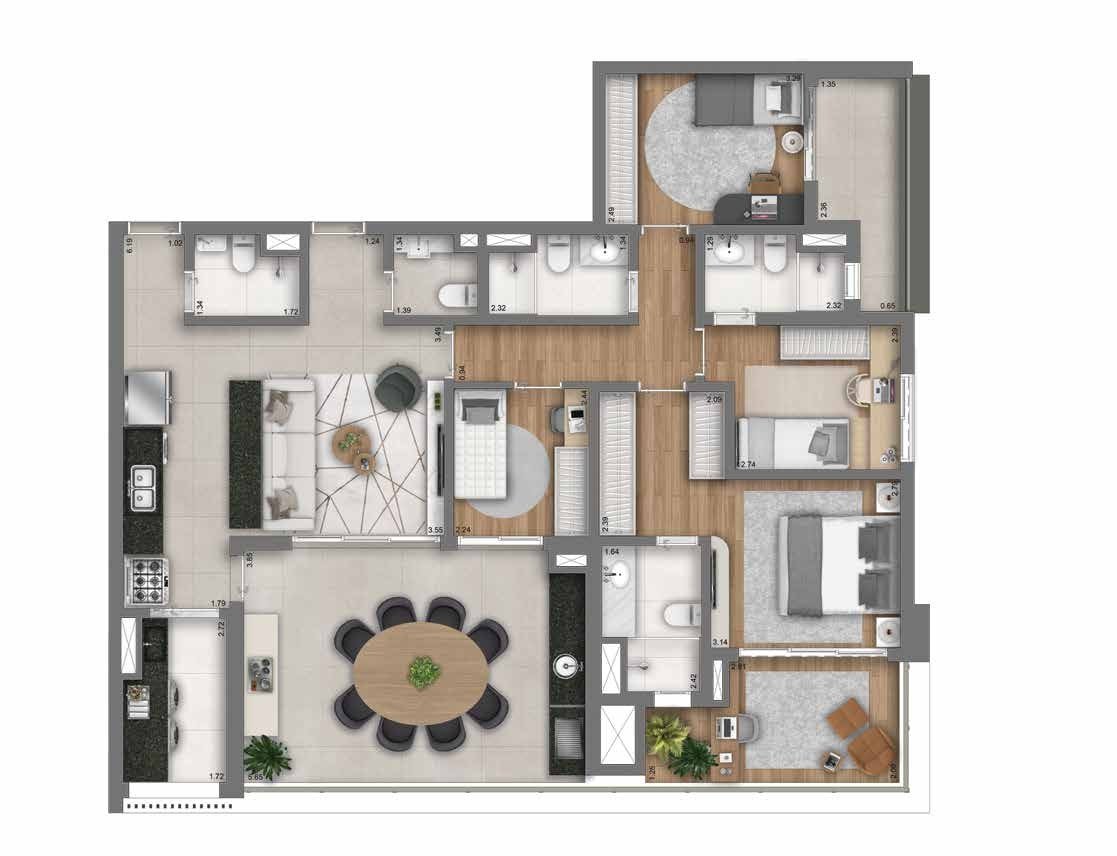 3 dorms (1 suíte)