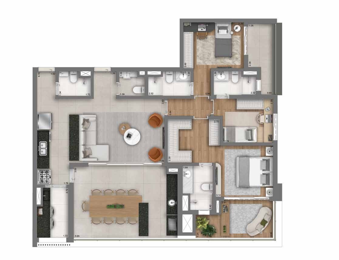4 dorms (2 suítes)
