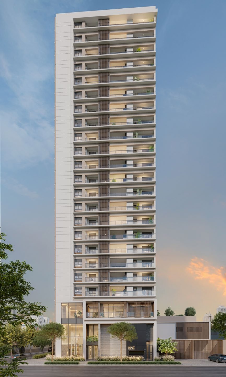 Empreendimento residencial de alto padrão ao entardecer