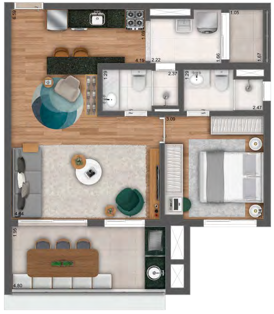 Penthouse 3 dorms (1 suíte)